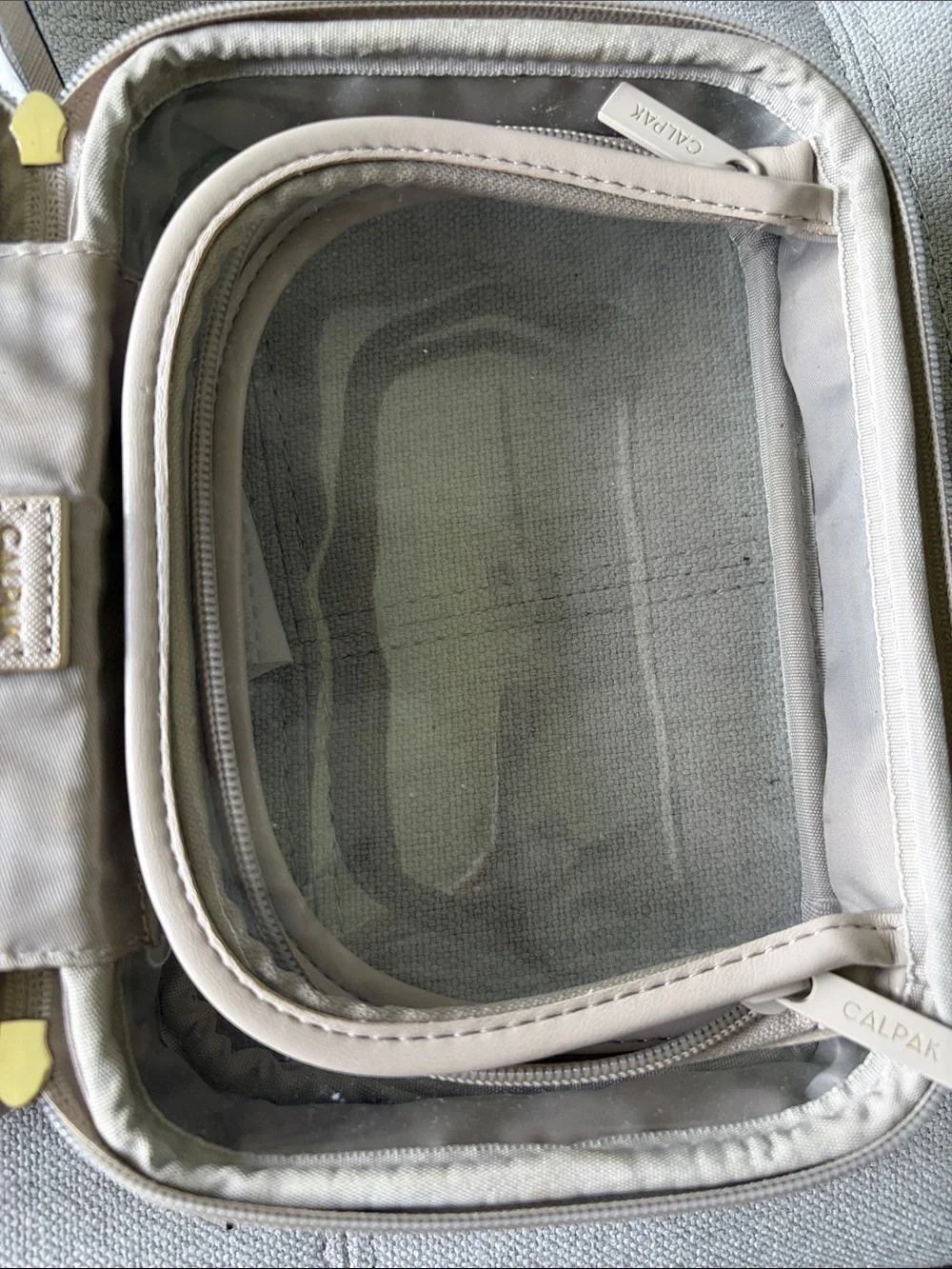 Calpak Small Clear Cosmetic Case in Stone